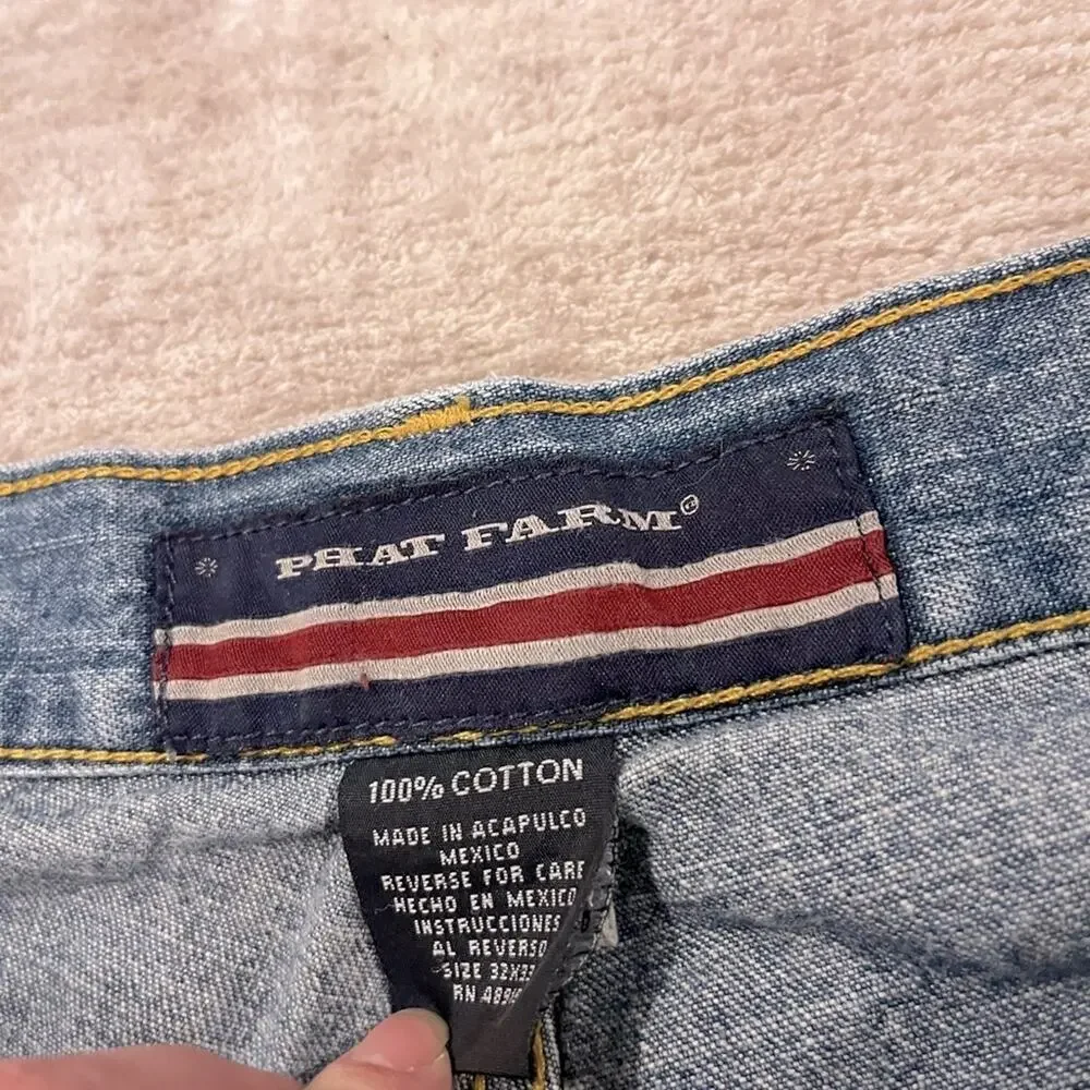 Phat Pharm 90s cargo wide leg mid wash jean 32x33 vintage Y2K Def Jam Records